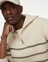 Marks & Spencer "Cotton Blend Striped Half Zip Jumper"